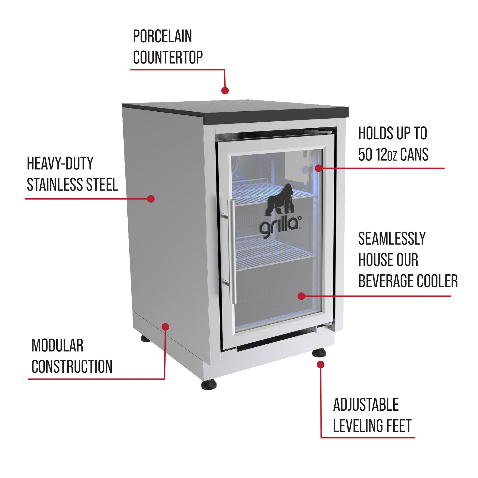 Outdoor Kitchen Beverage Cooler & Cabinet