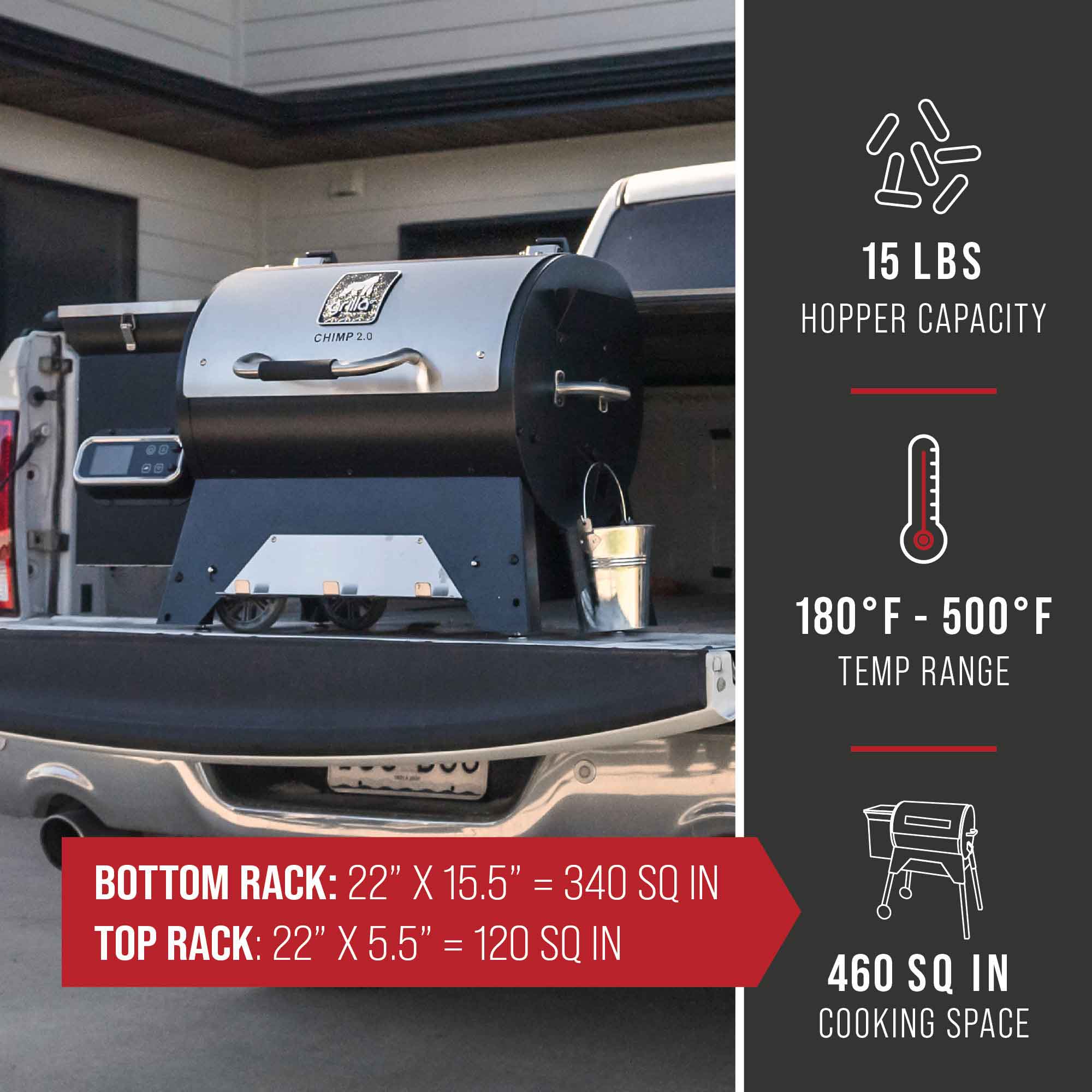 Chimp 2.0 Tailgater Wood Pellet Grill | Grilla Grills